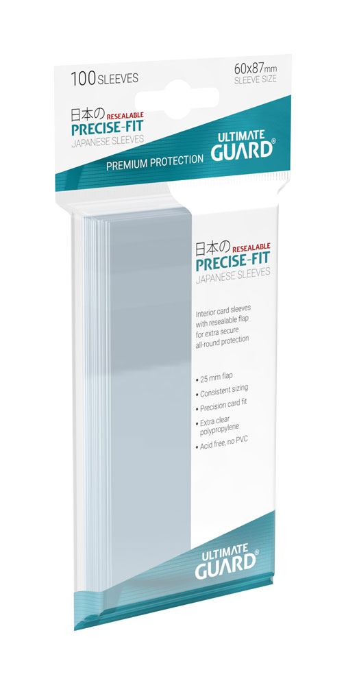 Ultimate Guard Resealable Sleeves Transparent Precise-Fit Japanese Size Ultimate Guard Resealable Sleeves Transparent Precise-Fit Japanese Size