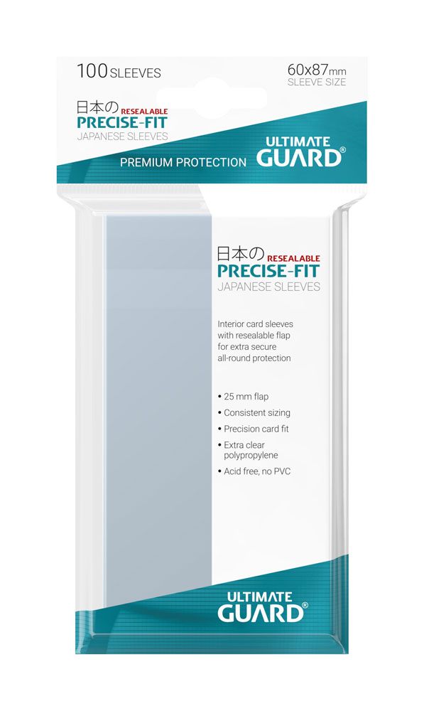 Ultimate Guard Resealable Sleeves Transparent Precise-Fit Japanese Size Ultimate Guard Resealable Sleeves Transparent Precise-Fit Japanese Size