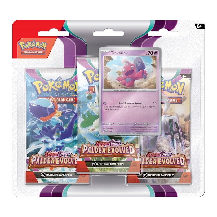 SV02 Scarlet & Violet Paldea Evolved Three Pack Blister - Tinkatink or Varoom