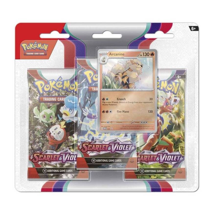 SV01 Scarlet & Violet Three Pack Blister Arcanine or Dondozo SV01 Scarlet & Violet Three Pack Blister Arcanine or Dondozo