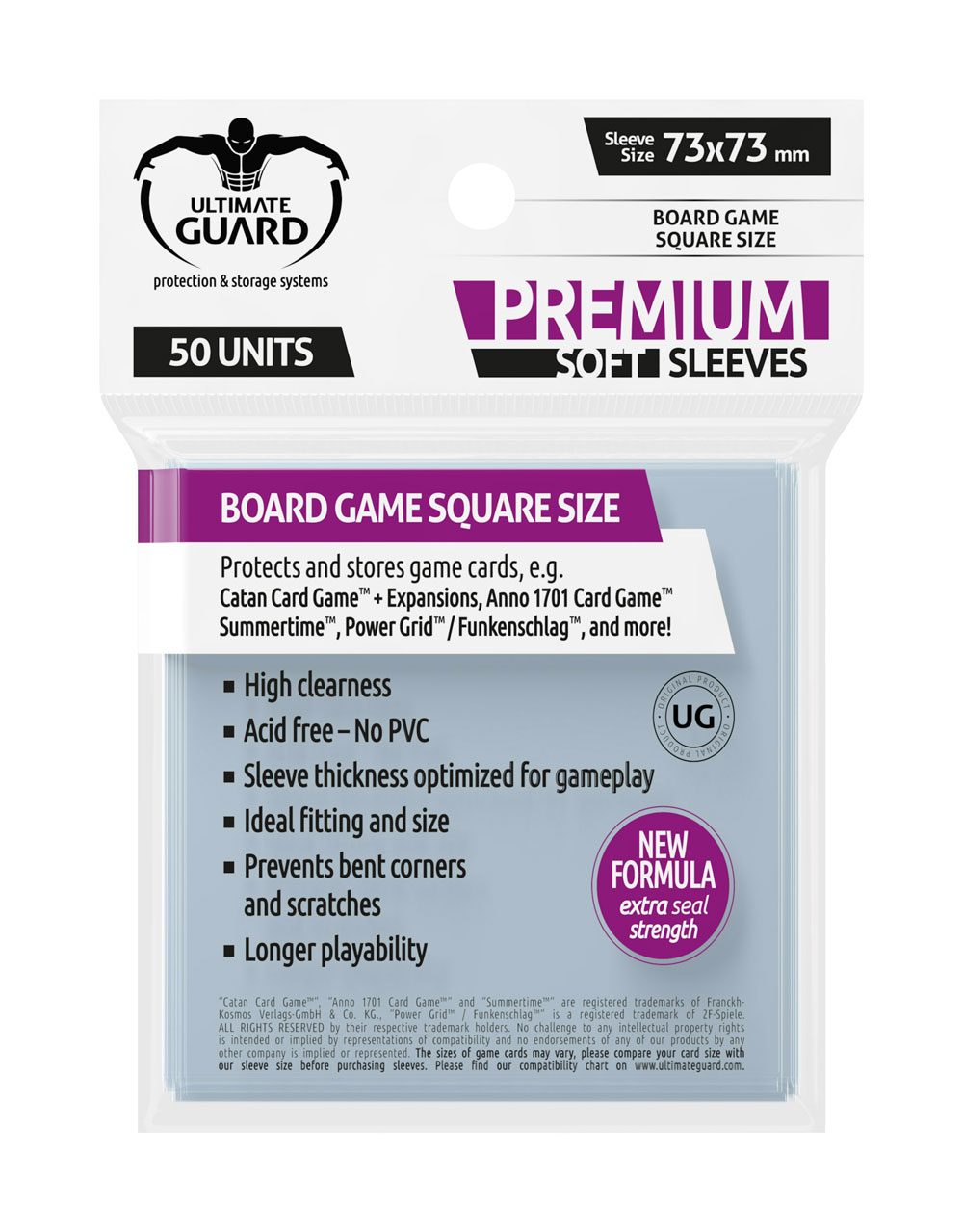 Ultimate Guard Premium Square Soft Sleeves for Board Games (50 Sleeves)