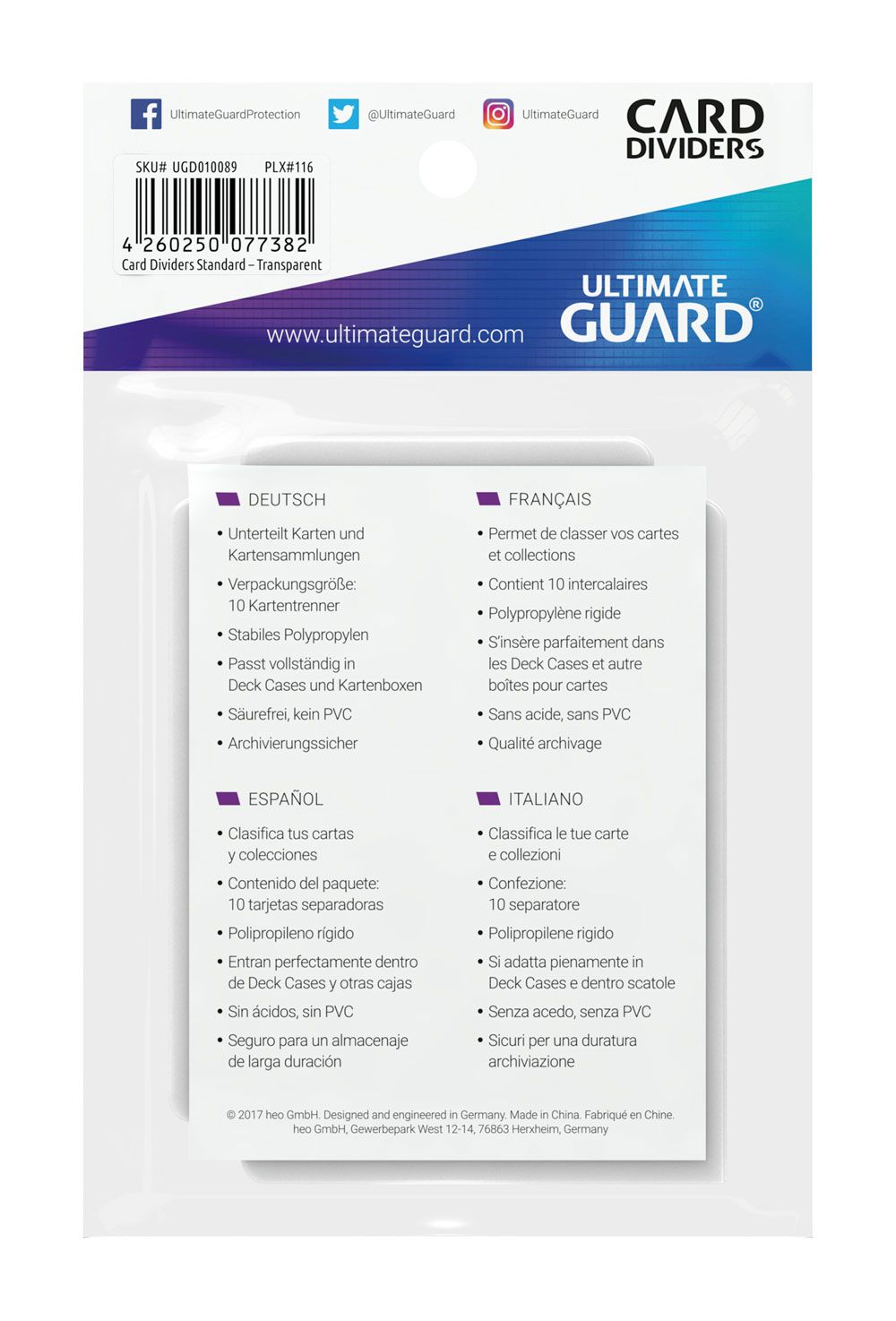 Ultimate Guard Card Divider Standard Size Transparent