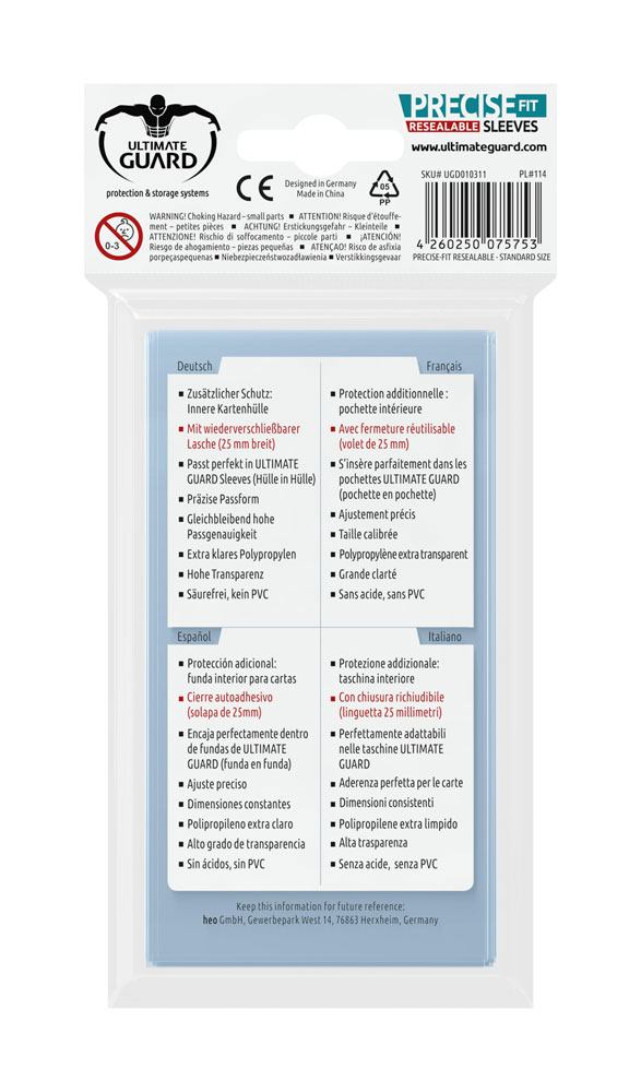 Ultimate Guard Resealable Sleeves Transparent Precise Fit Standard Size Ultimate Guard Resealable Sleeves Transparent Precise Fit Standard Size