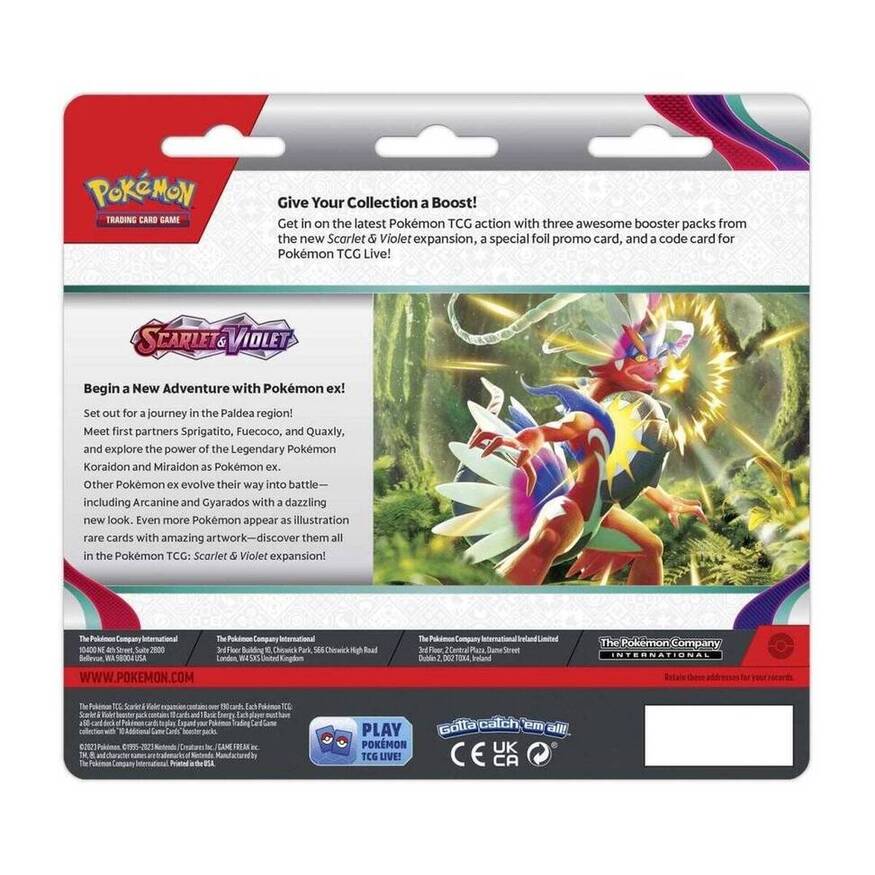 SV01 Scarlet & Violet Three Pack Blister Arcanine or Dondozo SV01 Scarlet & Violet Three Pack Blister Arcanine or Dondozo