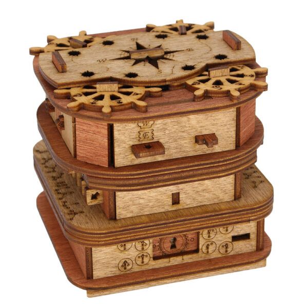 Coffret Escape Room IDventure - Coffre De Davy Jones, Puzzle 3D En Bois, Jeu Casse-tête Adulte Et Ado